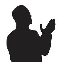 Man praying silhouette, vector illustration