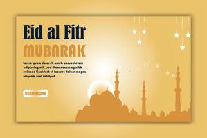 eid al-fitr horizontal bandera modelo con mezquita vector