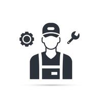 trabajador ingeniero técnico avatar. Servicio ingeniero icono. vector ilustración