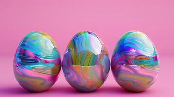 AI generated Composition of 3D Easter eggs. Easter background concept. photo