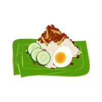 Ready-to-eat nasi lemak vector illustration logo