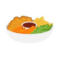 Vector illustration logo Crispy chicken steak with separate barbeque sauce