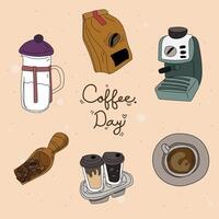 Coffee time graphic design set. Vector illustration.