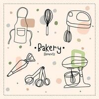 Kitchen utensils and bakery tools doodle. Hand drawn vector illustration.