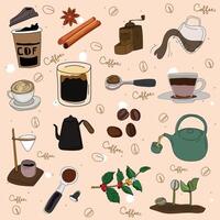 Coffee shop hand drawn doodle set. Vector illustration.