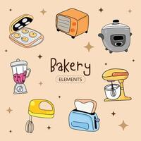 Kitchen utensils and bakery tools doodle. Hand drawn vector illustration.