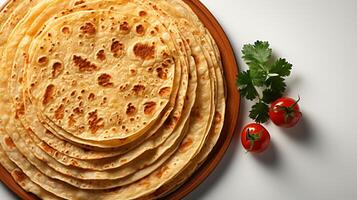 AI generated Tortilla flat bread corn meal for breakfast photo