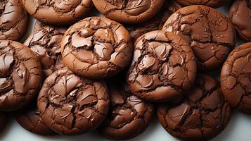 AI generated Brownie cookies whit chocolate chip baked snack photo