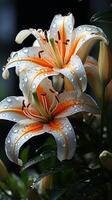 AI generated Lily white flower blossom decoration plant wallpaper photo