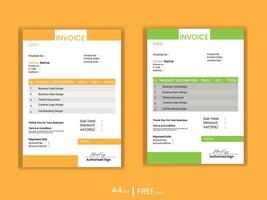 Minimal Corporate Business Invoice design template vector illustration bill form price invoice. Creative invoice template vector.