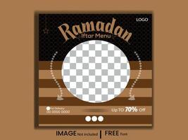 Ramadán comida menú social medios de comunicación enviar vector