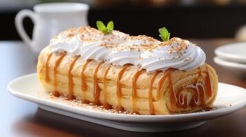 ai generado danés Pastelería un pan pastel postre para té hora bocadillo foto