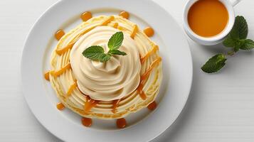 AI generated Pancake cream custard sweet cake dessert photo