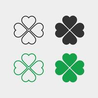 Vector flat style illustration of St. Patrick's day green lucky clover leaf isolated