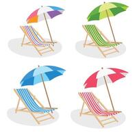 Beach chair vector illustration. Hello summer concept. Summer element. Beach vacation. Flat vector in cartoon style isolated on white background.