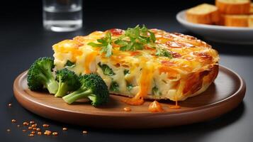 AI generated Quiche pie meal cheese crust baked food dinner photo