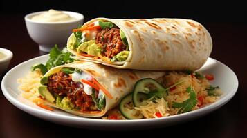 AI generated Burrito tortilla with vegetable for healthy food photo
