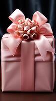 AI generated Gift pink box special celebration party with ribbon photo