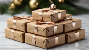 AI generated Brown package box gift carton delivery photo