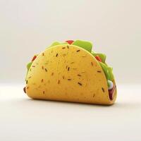 AI generated realistic 3d illustration of taco isolated on white background photo