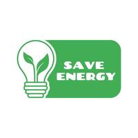 Lightbulb with green leaves inside. Save energy label. Environmental eco friendly energy icon. Vector