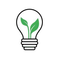 Lightbulb icon with green leaf inside. Eco friendly save  energy concept. Vector illustration