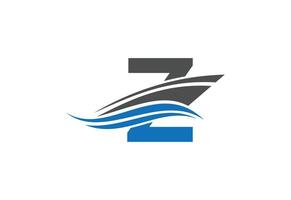 Sailing ship logo design vector illustration with latter Z