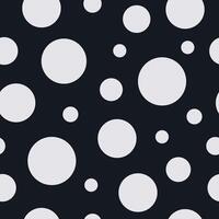 Abstract seamless polka dot background. White circles on a black background. Design of fabric, packaging, cover. vector