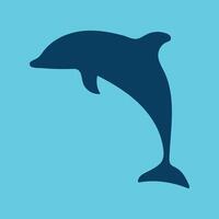 Silhouette of a dolphin on a blue background. vector