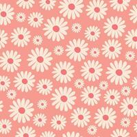 Seamless pattern with daisies on a peach background. Design of fabric, cover, packaging. Summer bright print. vector