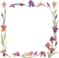 AI generated Colorful painting of Iris floral frame. png