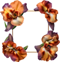 ai generado vistoso pintura de iris floral marco. png