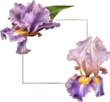 ai genererad färgrik målning av iris blommig ram. png
