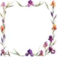 AI generated Colorful painting of Iris floral frame. png