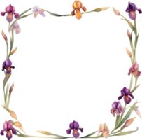 AI generated Colorful painting of Iris floral frame. png