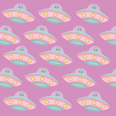 Hand drawn space pattern design Flying saucers pattern unidentified flying objects in space