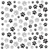 Animal pattern background, cute paw print vector illustration. Dog footprint black pattern