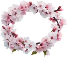 ai genererad vattenfärg målning av körsbär blomma blommig ram. png