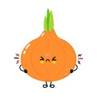 Cute angry Onion character. Vector hand drawn cartoon kawaii character illustration icon. Isolated on white background. Sad Onion character concept