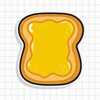 Cute funny Toast with honey sticker. Vector hand drawn cartoon kawaii character illustration icon. Isolated background Toast with honey character concept