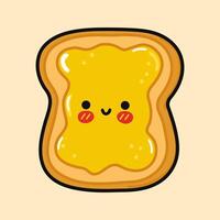 Cute funny Toast with honey. Vector hand drawn cartoon kawaii character illustration icon. Isolated brown background. Toast with honey character concept