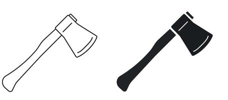 Camping Ax icon and symbol. Otline Image on a white background. vector