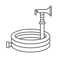 Garden hose icon. Engaged watering hose with handle and nozzle. vector