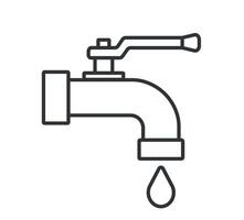 Faucet outline icon. Water faucet linear icon. vector