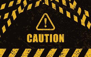 caution warning black background with Yellow stripes vector