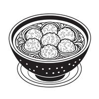 hand drawn illustration of indonesian meatball street food vector