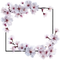 ai genererad vattenfärg målning av körsbär blomma blommig ram. png