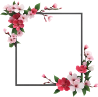 AI generated Watercolor painting of Cherry blossom Floral frame. png