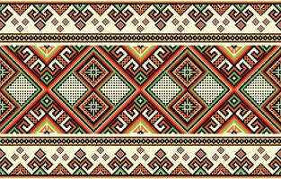 Native American inspired This colorful pattern features interlocking diamonds, squares and triangles on a beige background vector