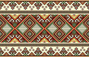 Native American inspired This colorful pattern features interlocking diamonds, squares and triangles on a beige background vector